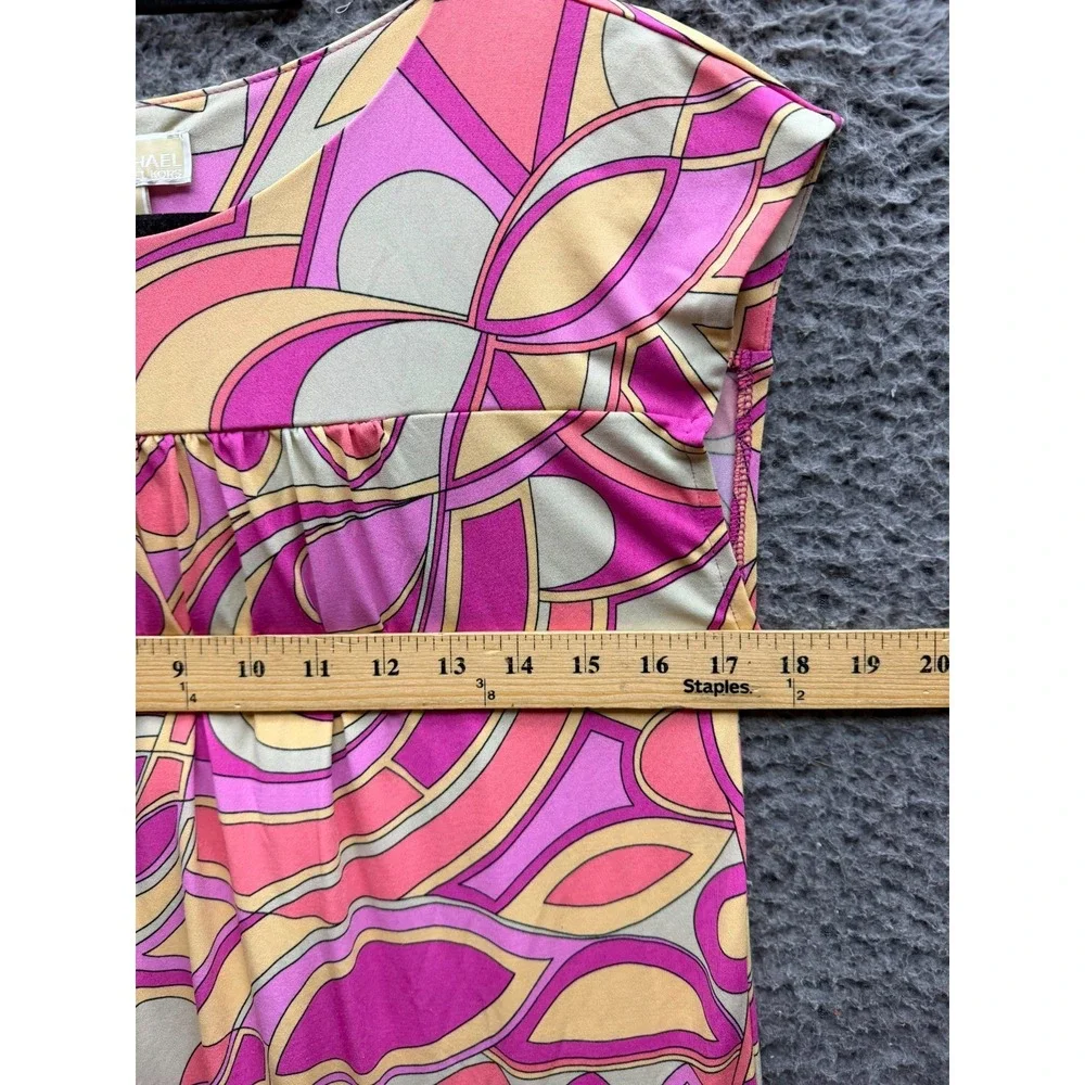 Michael Kors Abstract Print Jersey Cap Sleeve Shift Dress Multicolor Size S